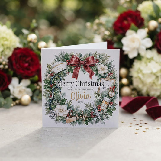 Nurse Christmas Card, Personalized RN Keepsake Gift - Pretty Gifted