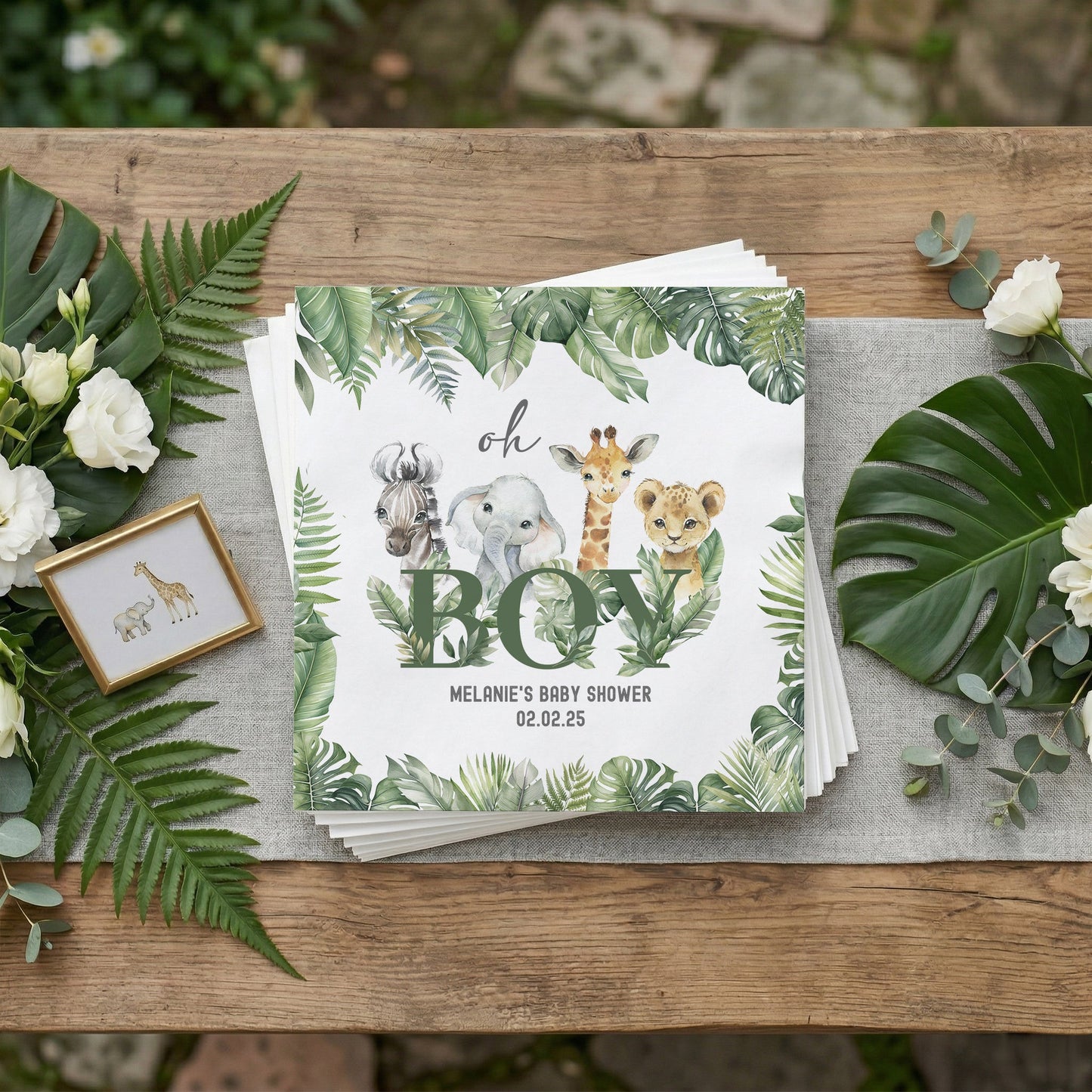 Oh Boy Safari Napkins, Jungle Animal Boy Baby Shower - Pretty Gifted