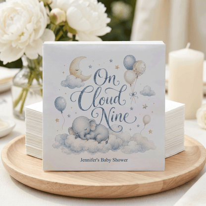 On Cloud Nine Boy Baby Shower Napkins, Personalized - Pretty Gifted
