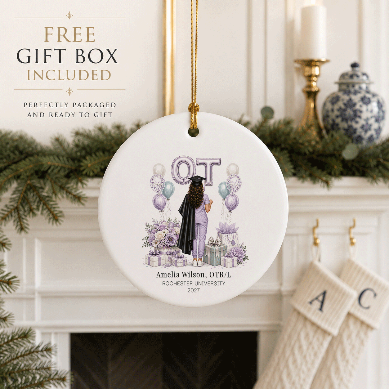 OT Graduation Ornament, Personalized OTR/L Keepsake - Pretty Gifted