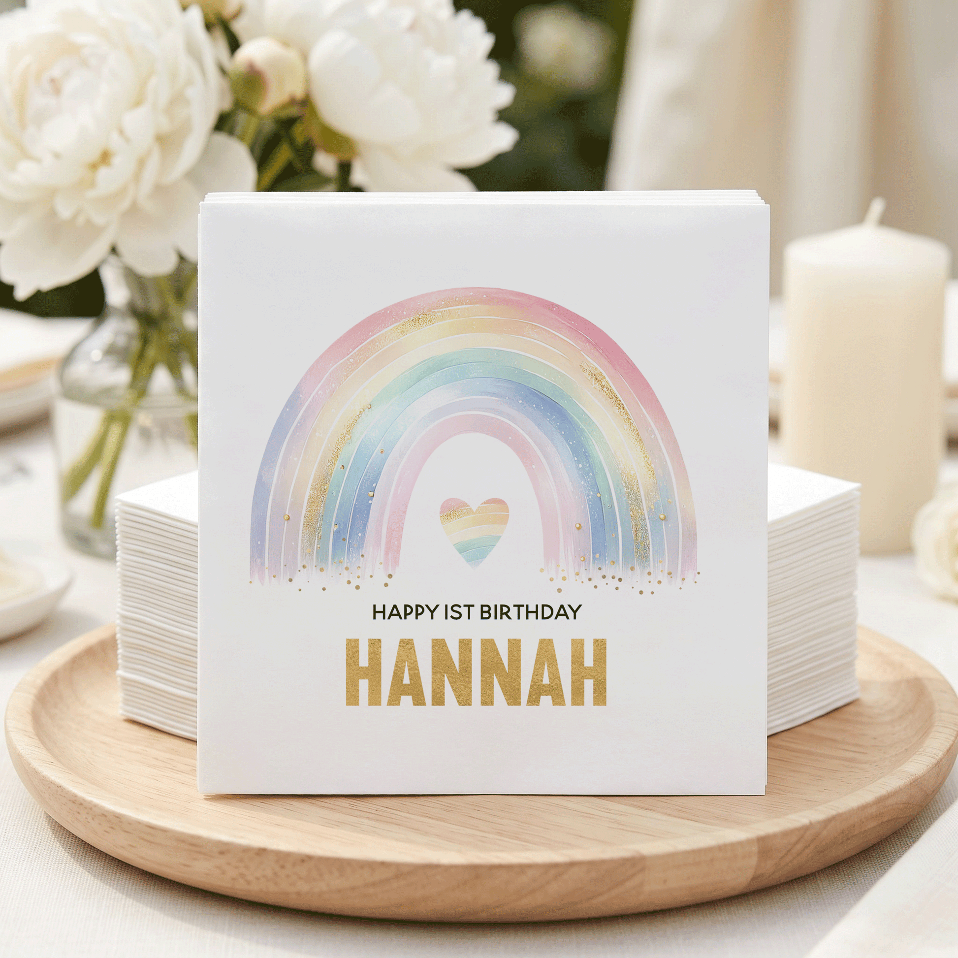 Pastel Rainbow Birthday Napkins, Personalized Girl Party - Pretty Gifted
