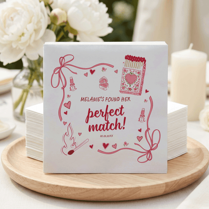 Perfect Match Coquette Bridal Shower Napkins, Personalized - Pretty Gifted
