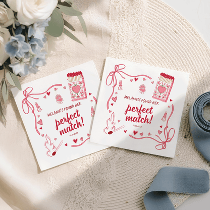 Perfect Match Coquette Bridal Shower Napkins, Personalized - Pretty Gifted