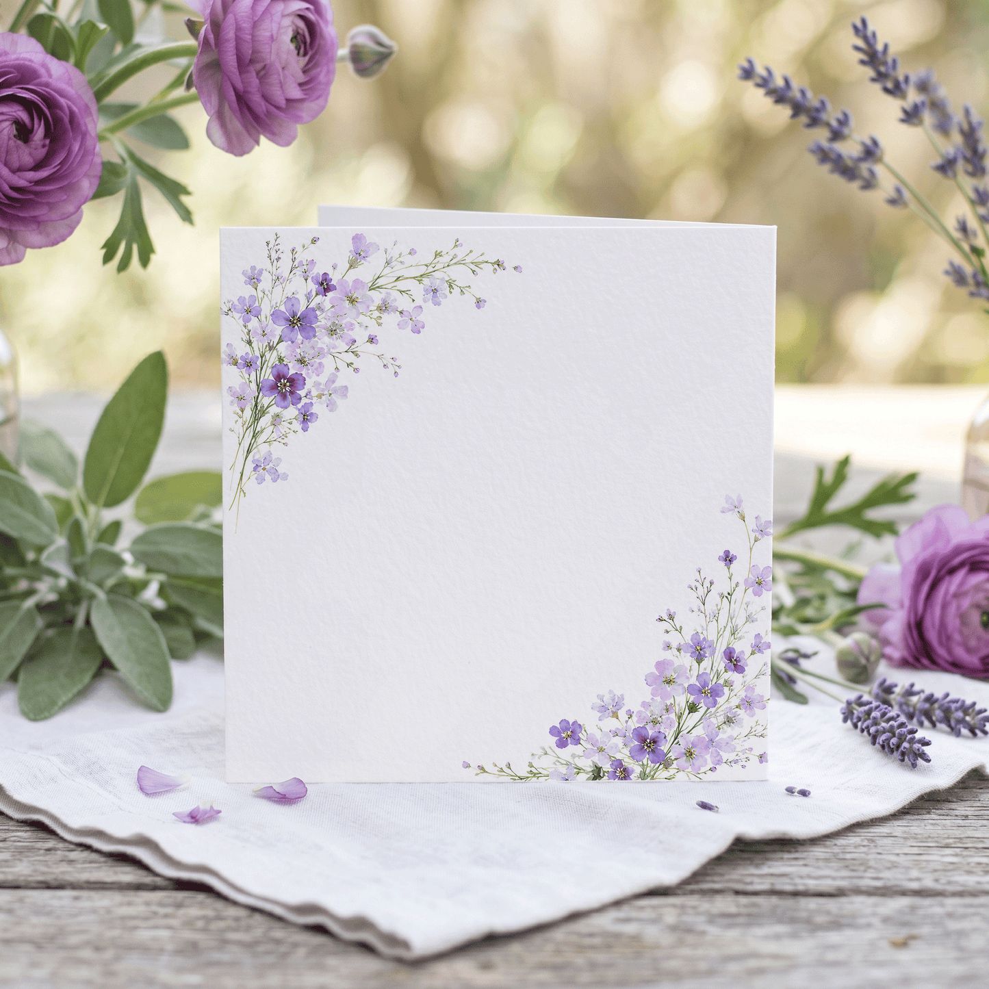 Personalized 100th Birthday Card, Purple Wildflower Floral - Pretty Gifted