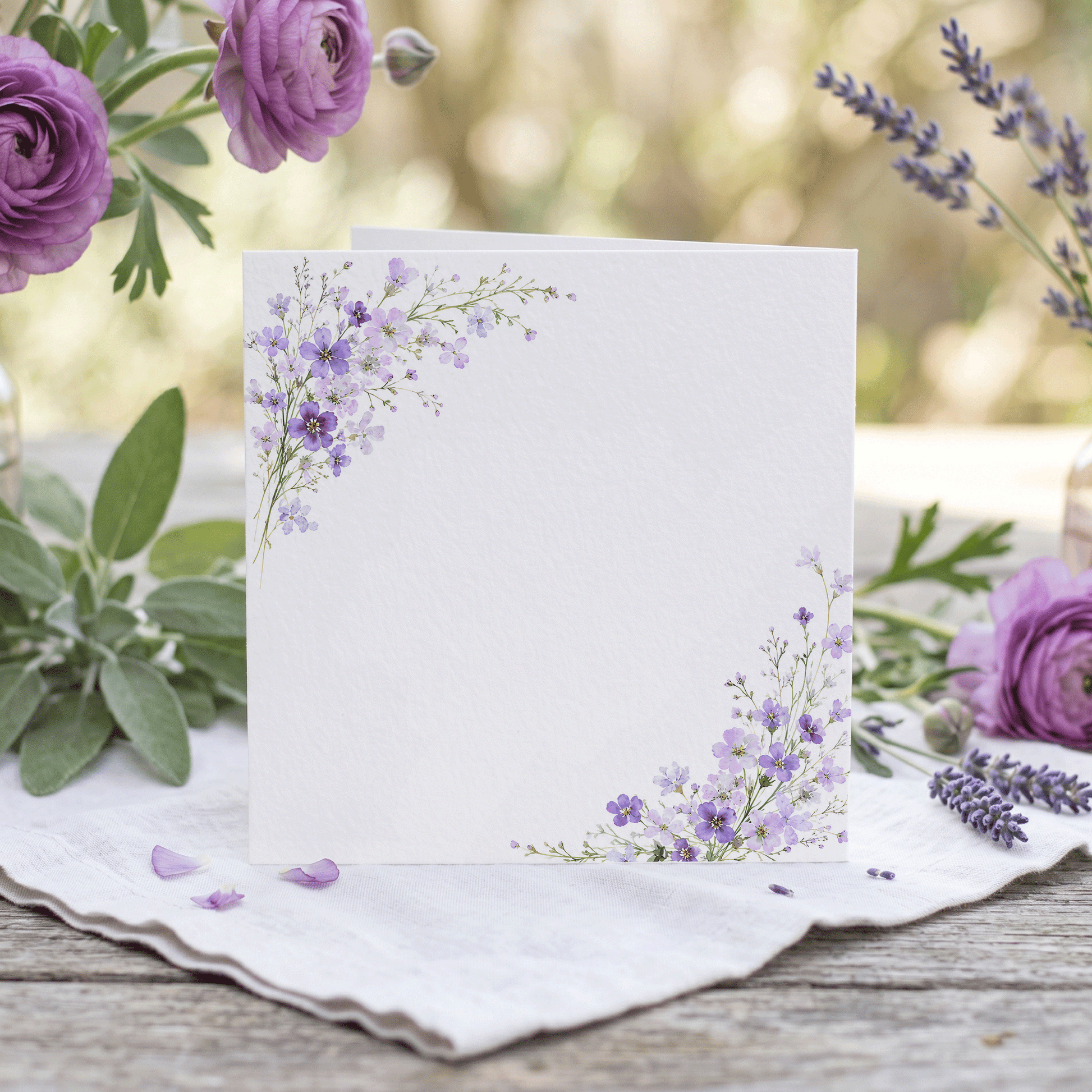 Personalized 100th Birthday Card, Purple Wildflower Floral - Pretty Gifted
