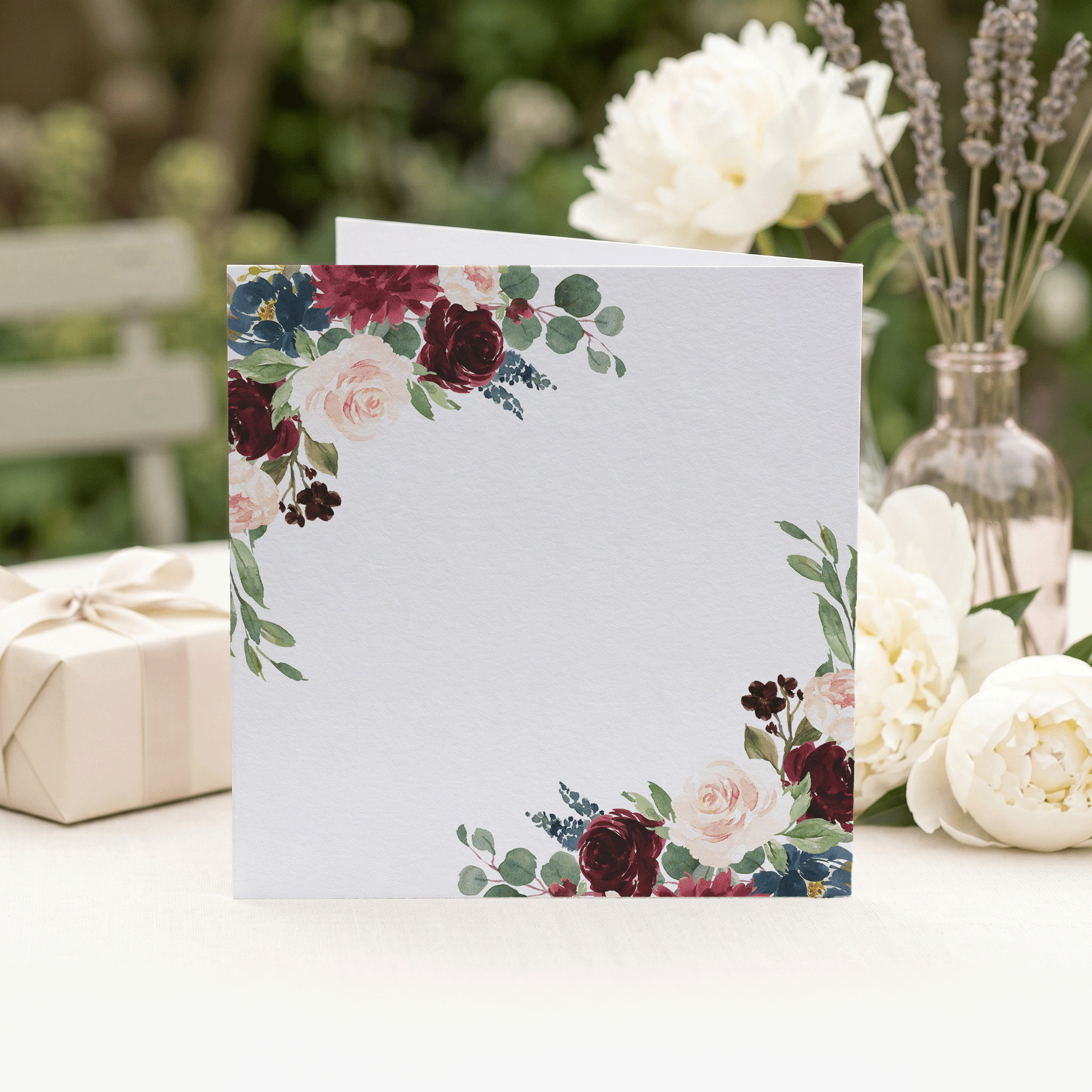 Personalized 80th Birthday Card with Burgundy Rose Script Numeral Design - Pretty Gifted