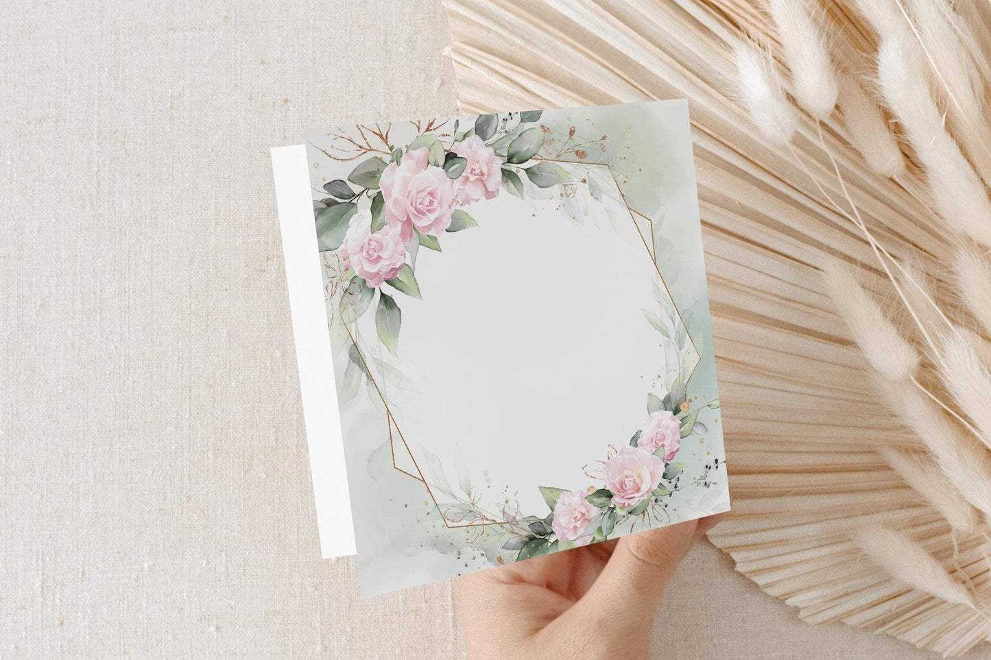 Personalized Blush Graduation Card, Gold Geometric Frame - Pretty Gifted
