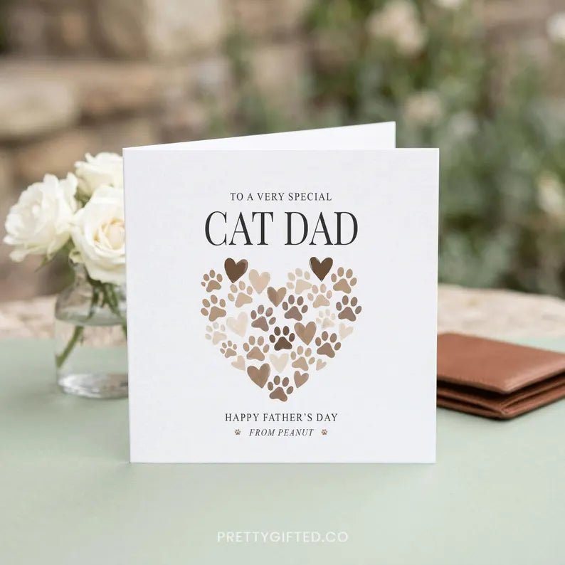 Personalized Cat Dad Father's Day Card – Custom Cat Lover Card from the Cat - Pretty Gifted