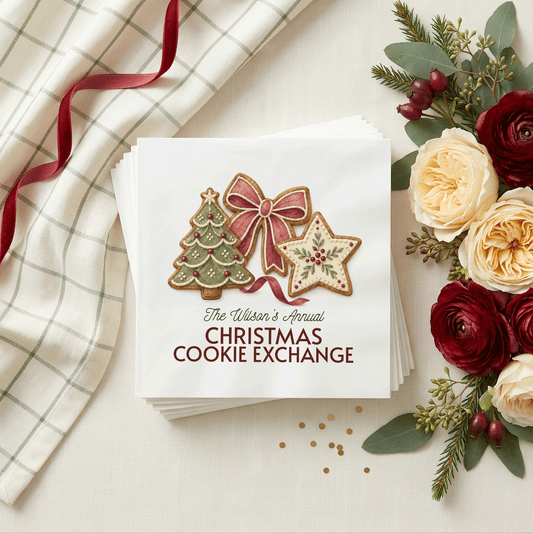 Personalized Christmas Cookie Exchange Napkins - Pretty Gifted