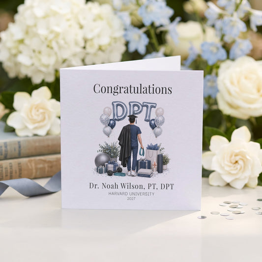 Personalized DPT Graduation Card for Physical Therapist - Pretty Gifted