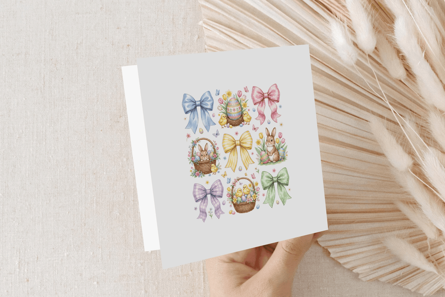 Personalized Easter Card, Coquette Bunny Bow Keepsake Gift - Pretty Gifted