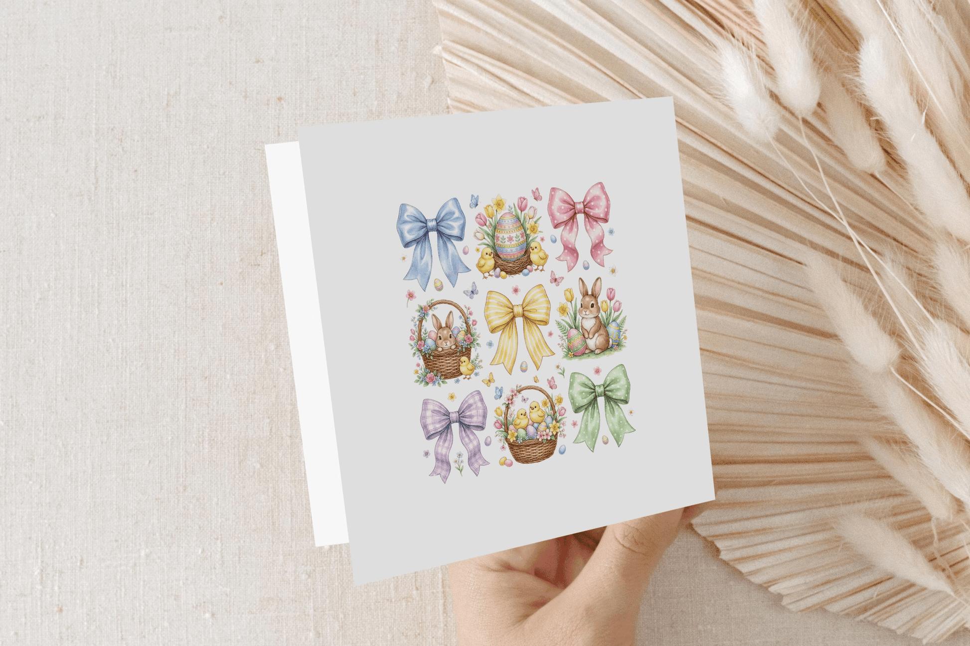 Personalized Easter Card, Coquette Bunny Bow Keepsake Gift - Pretty Gifted