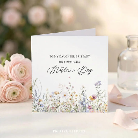 Personalized First Mother's Day Card for Daughter – Wildflower New Mom Greeting Card - Pretty Gifted