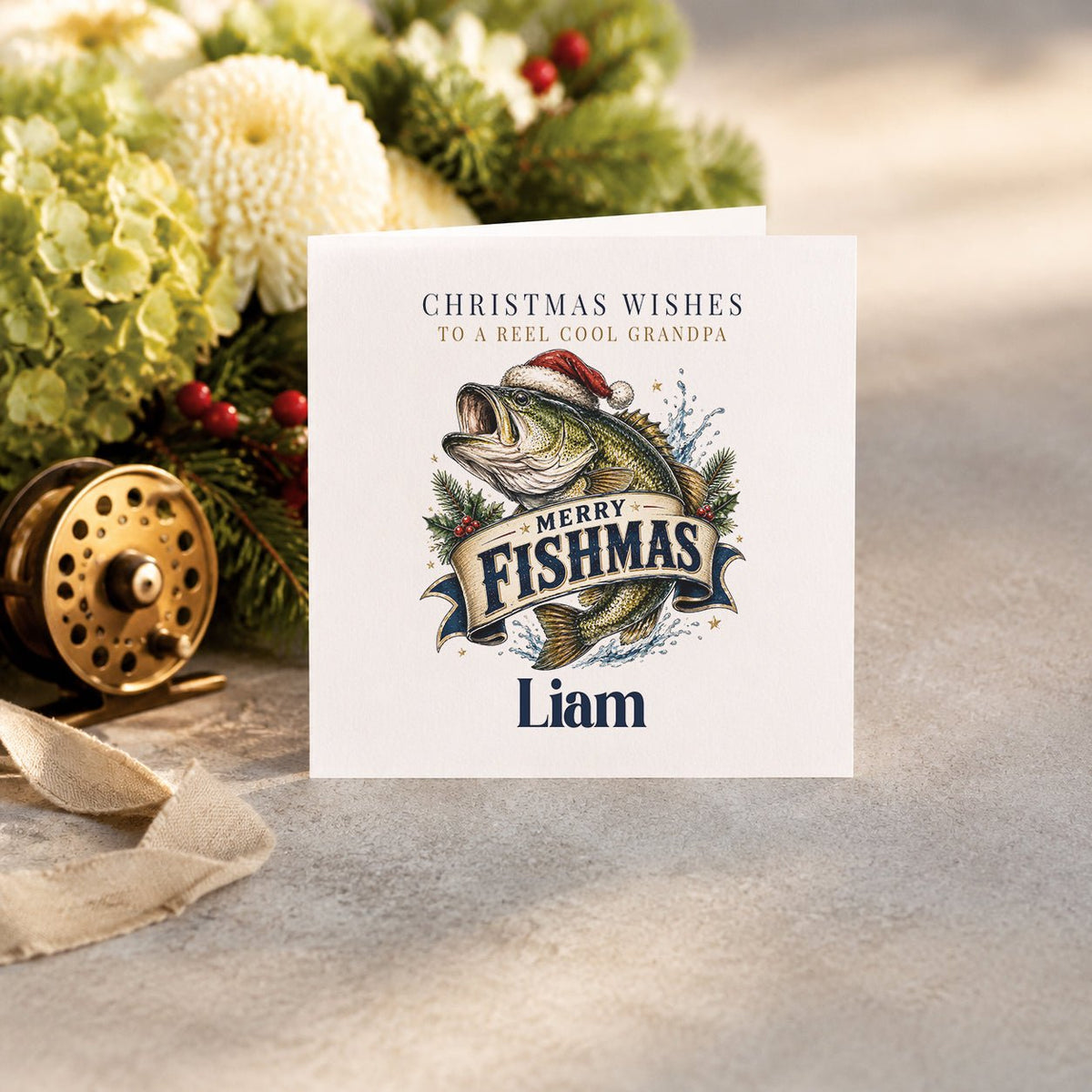 Personalized Fishing Christmas Card for Grandpa - Pretty Gifted