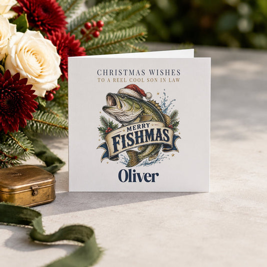 Personalized Fishing Christmas Card for Son-in-Law - Pretty Gifted