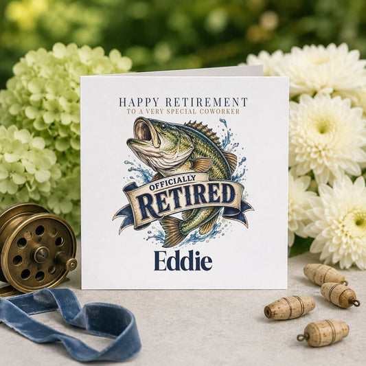 Personalized Fishing Retirement Card for Colleague - Pretty Gifted