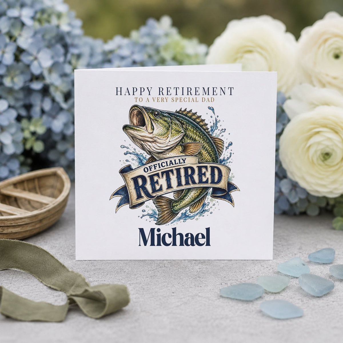 Personalized Fishing Retirement Card for Dad - Pretty Gifted