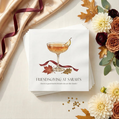 Personalized Friendsgiving Cocktail Napkins - Pretty Gifted
