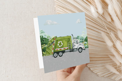 Personalized Garbage Truck Birthday Card, Custom Kids Gift - Pretty Gifted