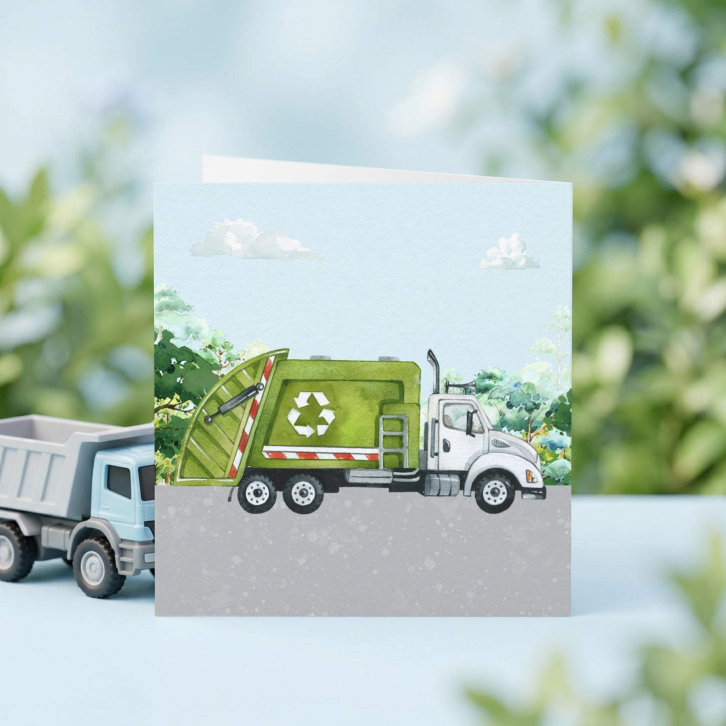 Personalized Garbage Truck Birthday Card for Kids, Custom Name - Pretty Gifted