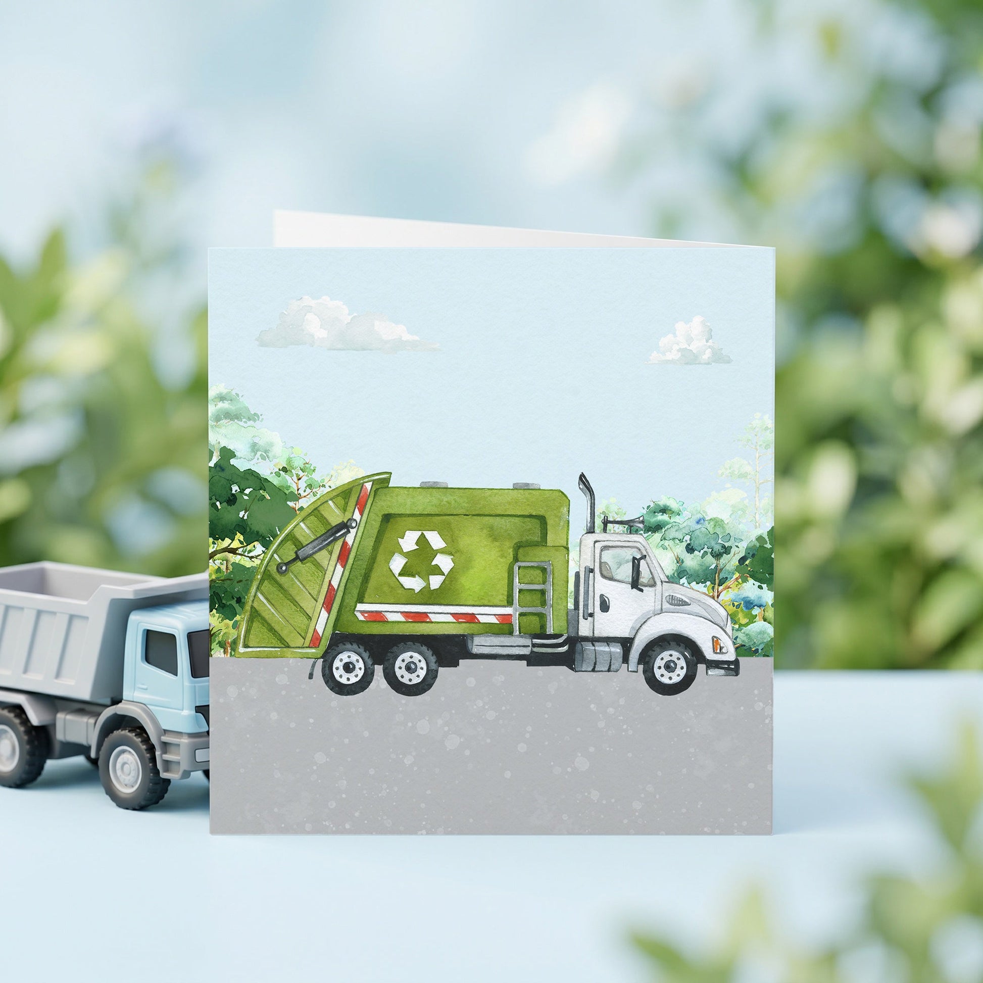 Personalized Garbage Truck Birthday Card for Kids, Custom Name - Pretty Gifted
