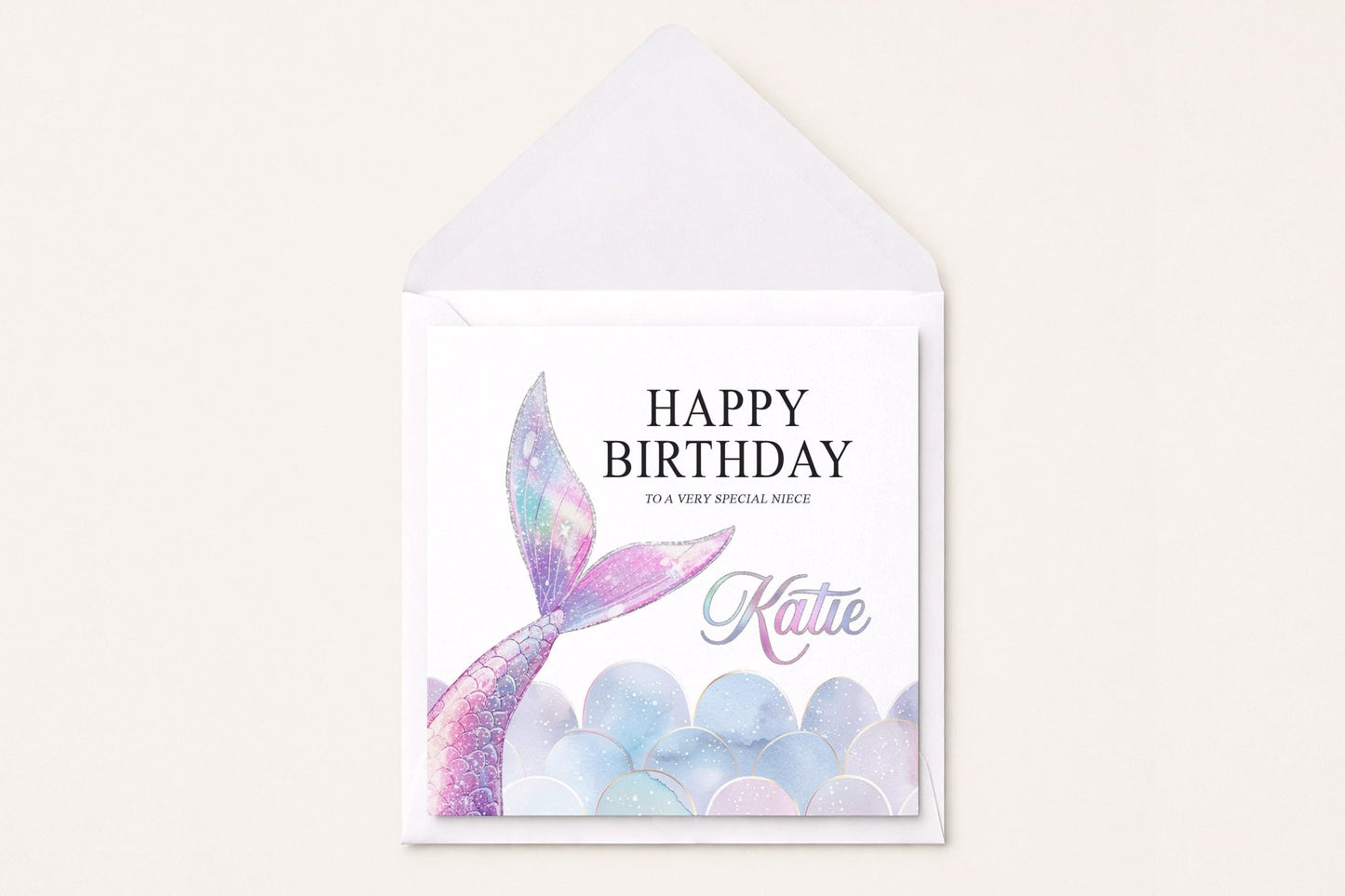 Personalized Mermaid Birthday Card, Girls Keepsake Gift Any Age - Pretty Gifted