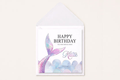 Personalized Mermaid Birthday Card, Girls Keepsake Gift Any Age - Pretty Gifted