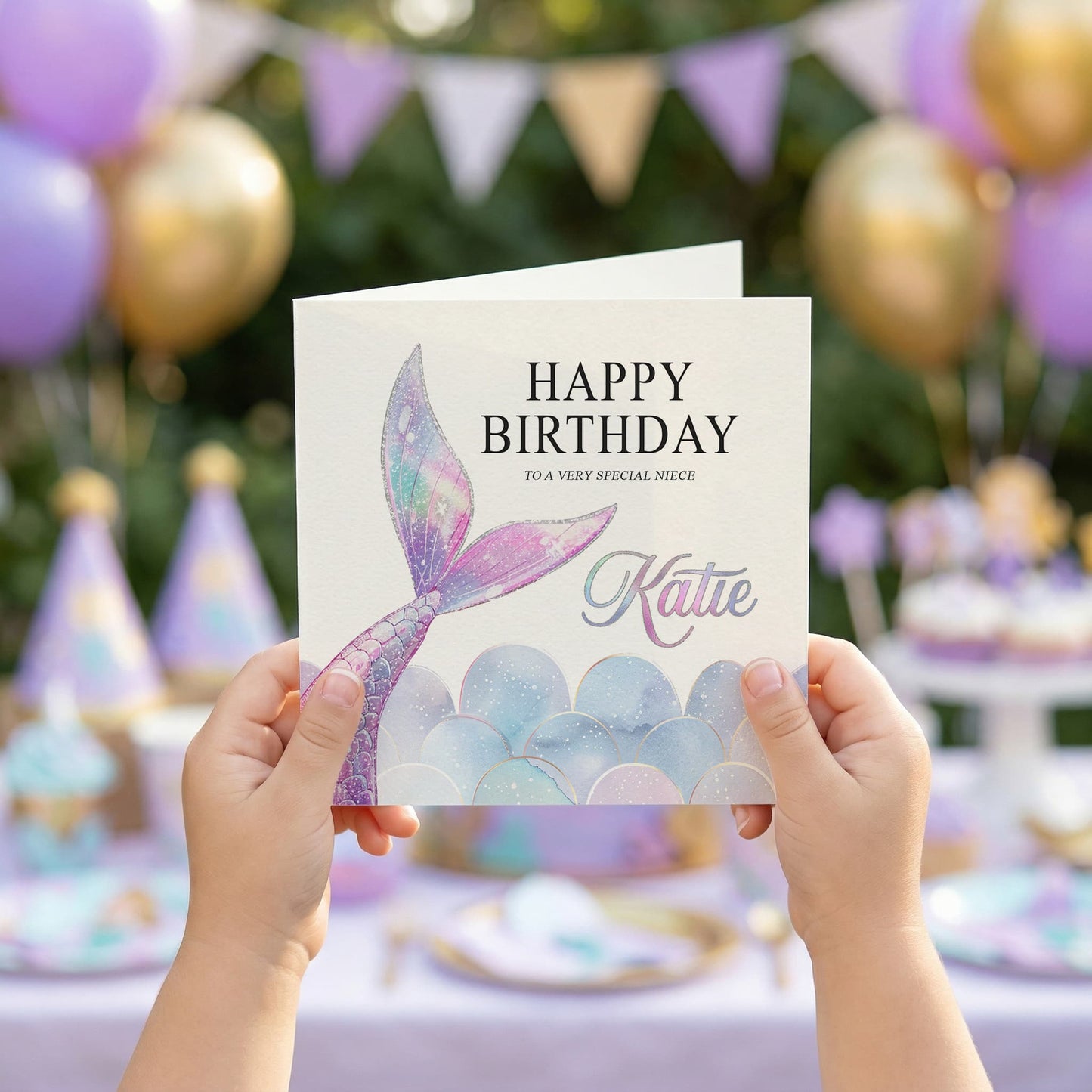 Personalized Mermaid Birthday Card, Girls Keepsake Gift Any Age - Pretty Gifted