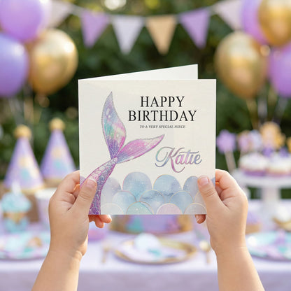 Personalized Mermaid Birthday Card, Girls Keepsake Gift Any Age - Pretty Gifted