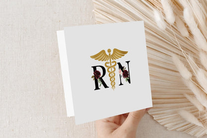 Personalized Nurse Graduation Card, RN Floral Gift - Pretty Gifted