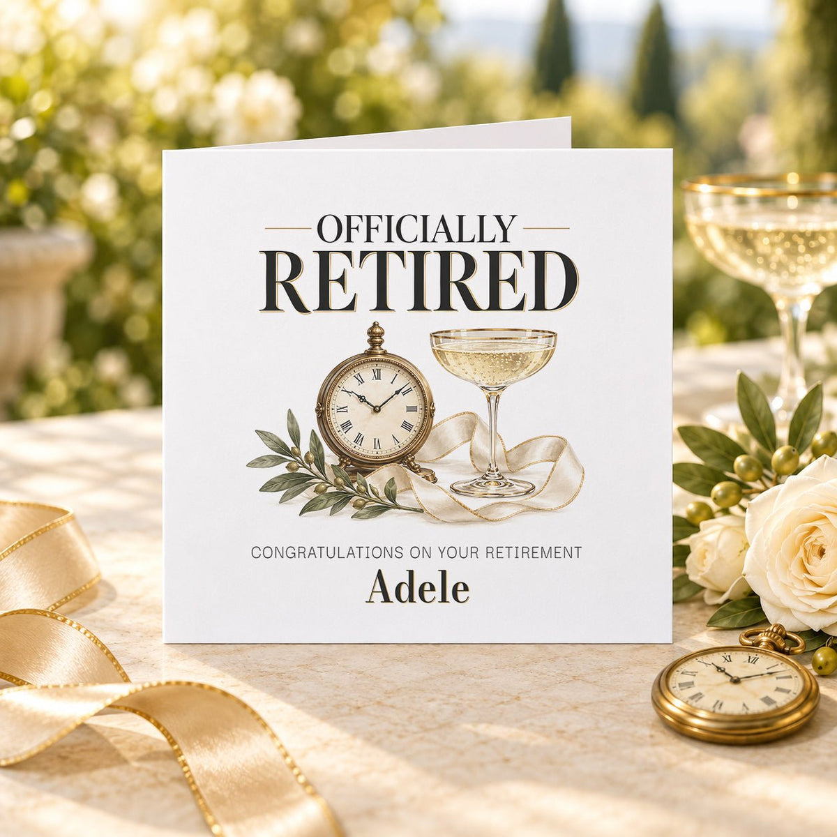 Personalized Officially Retired Card | Custom Message - Pretty Gifted