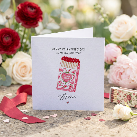 Personalized Perfect Match Floral Valentine Card for Her - Pretty Gifted
