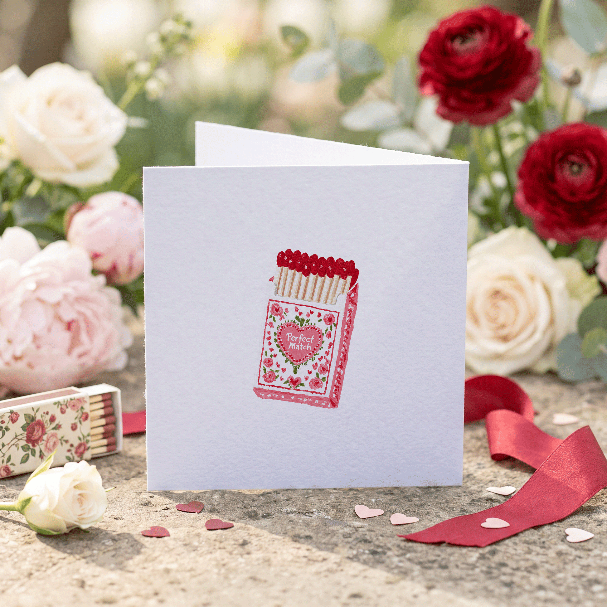 Personalized Perfect Match Floral Valentine Card for Her - Pretty Gifted