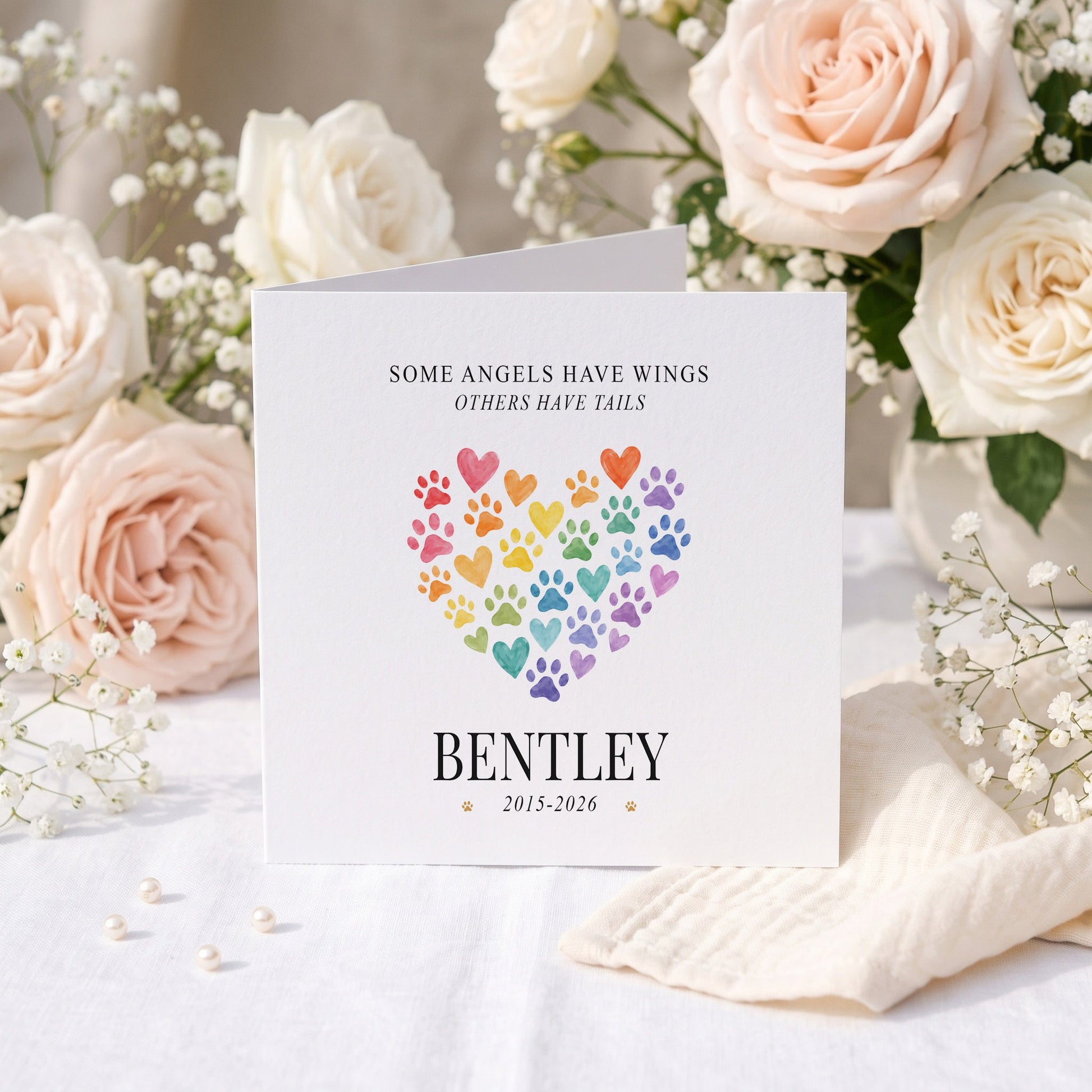 Personalized Pet Sympathy Card | Rainbow Bridge Loss of Dog or Cat Keepsake - Pretty Gifted