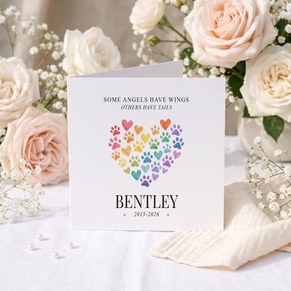 Personalized Pet Sympathy Card | Rainbow Bridge Loss of Dog or Cat Keepsake - Pretty Gifted