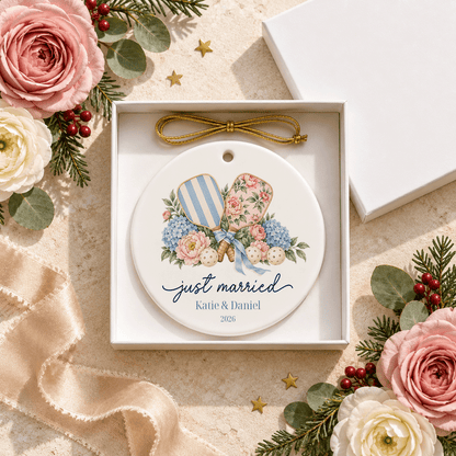 Personalized Pickleball Wedding Ornament for Couples - Pretty Gifted