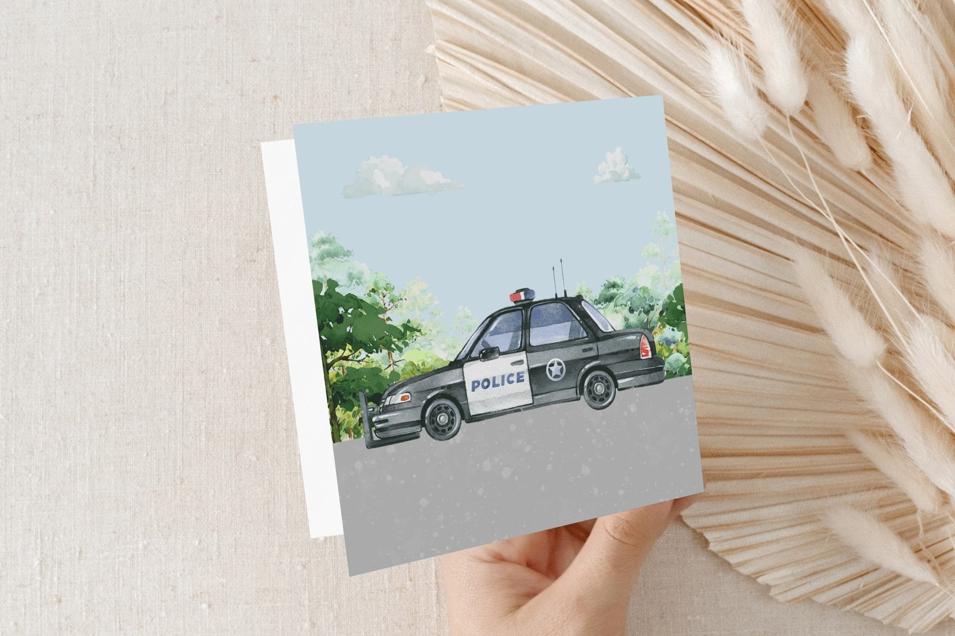 Personalized Police Car Birthday Card, Custom Kids Gift - Pretty Gifted
