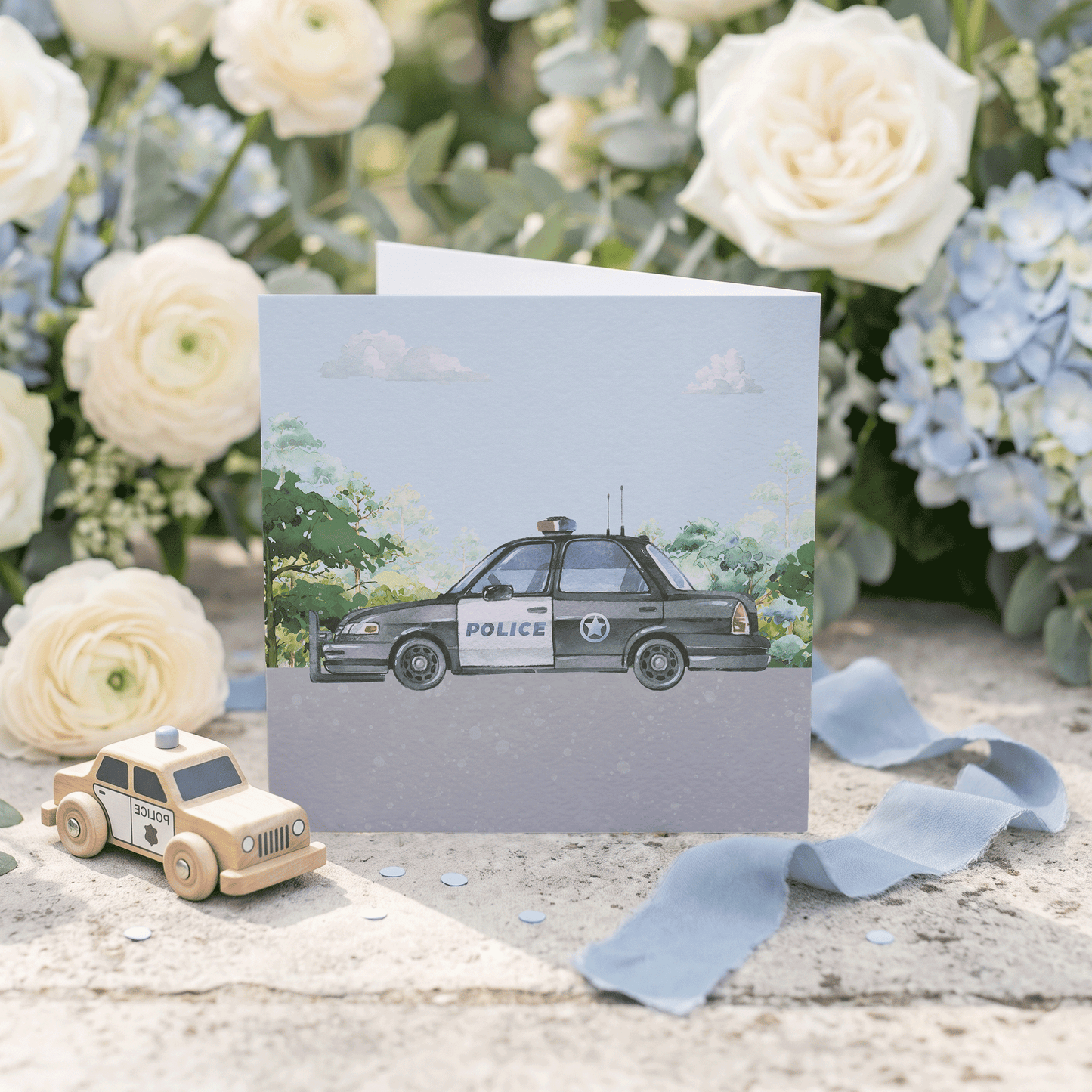 Personalized Police Car Birthday Card with Custom Age - Pretty Gifted