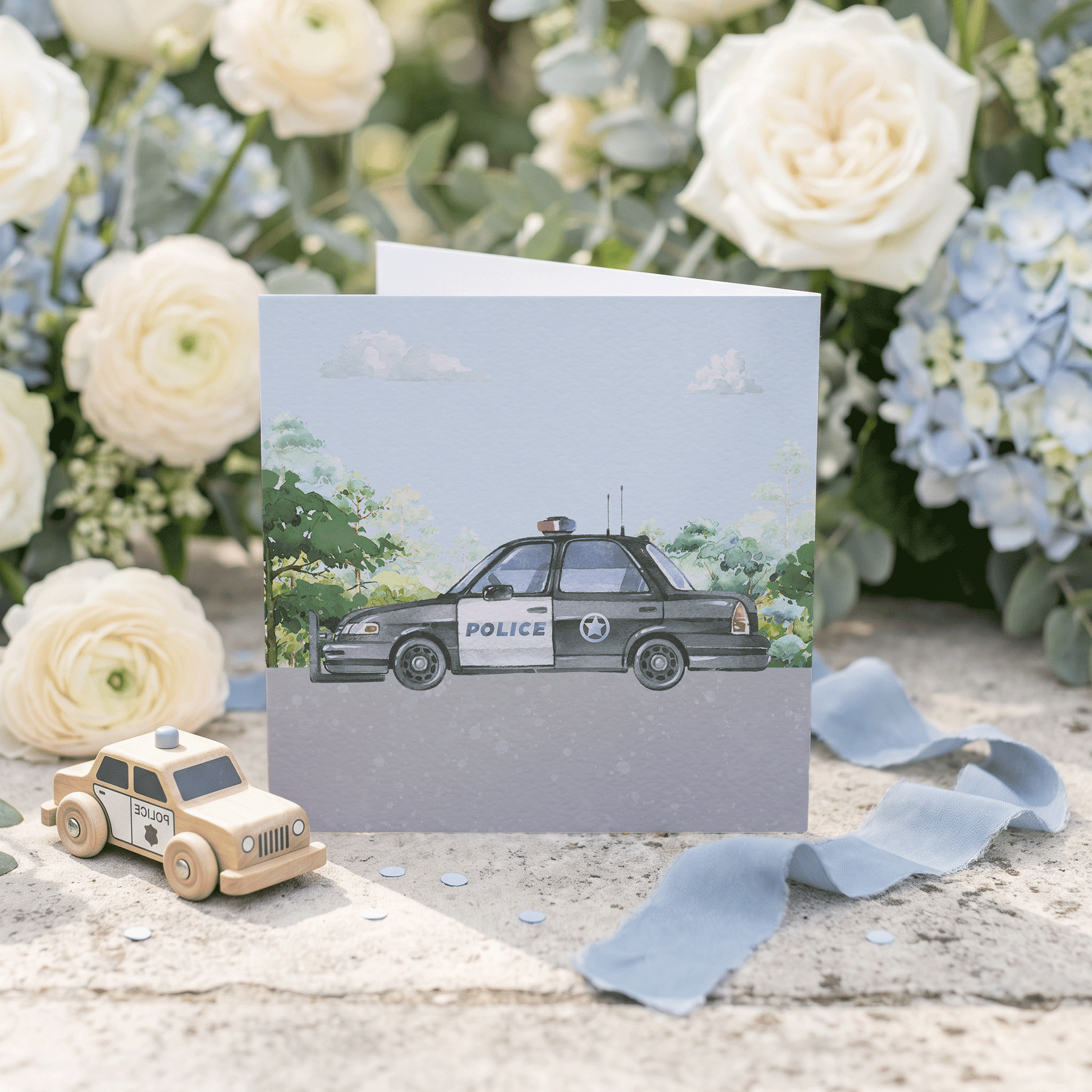 Personalized Police Car Birthday Card with Custom Age - Pretty Gifted