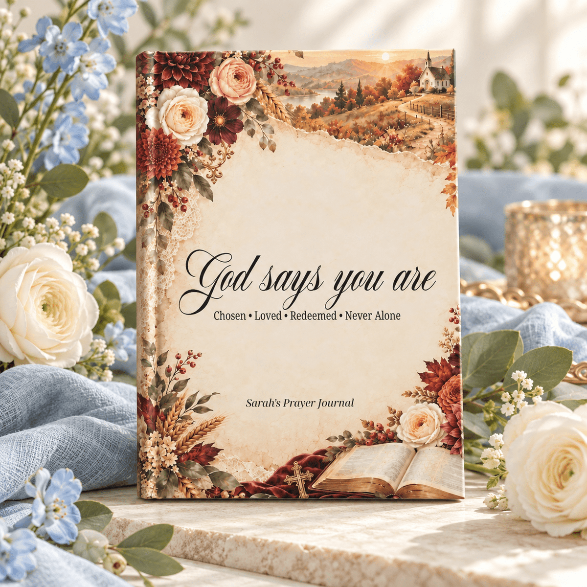 Personalized Prayer Journal for Her, Vintage Florals - Pretty Gifted