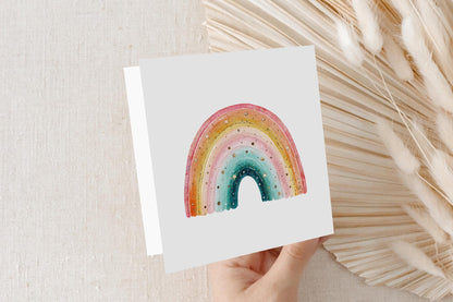 Personalized Rainbow Birthday Card, Pastel Watercolor Kids Gift - Pretty Gifted