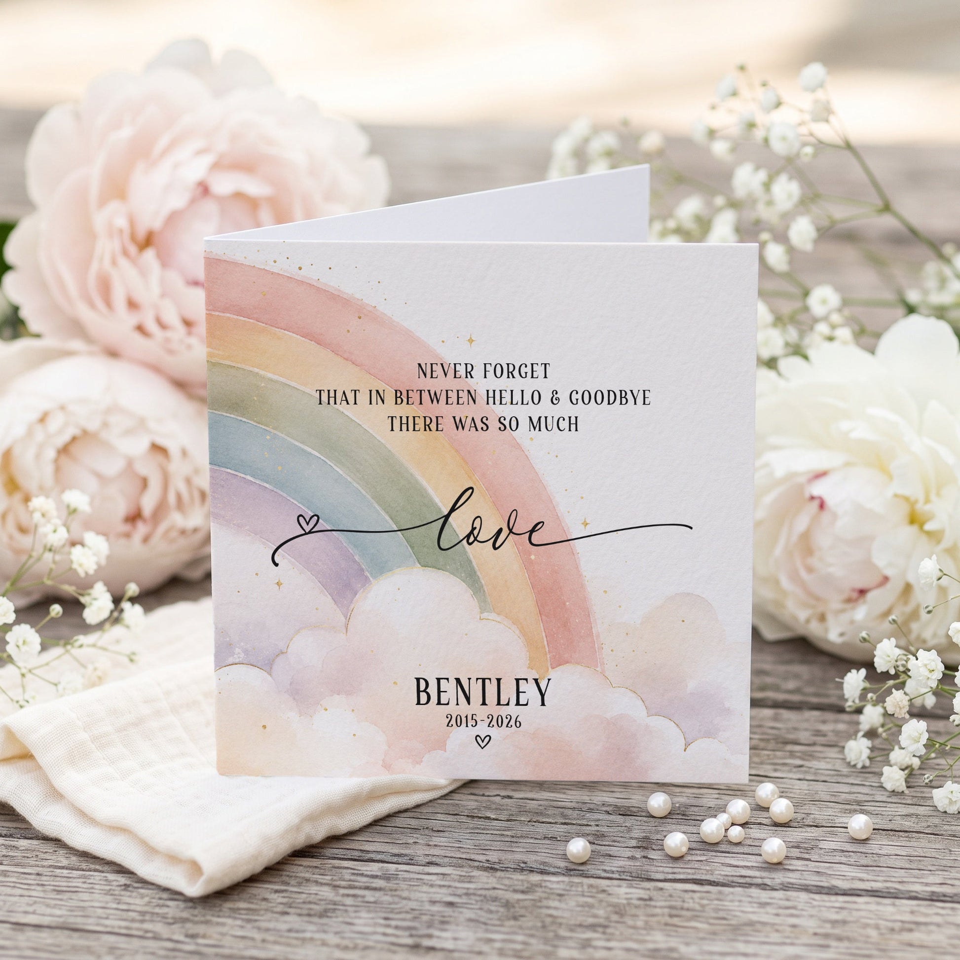 Personalized Rainbow Bridge Pet Loss Card | Dog Cat Sympathy Keepsake Gift - Pretty Gifted