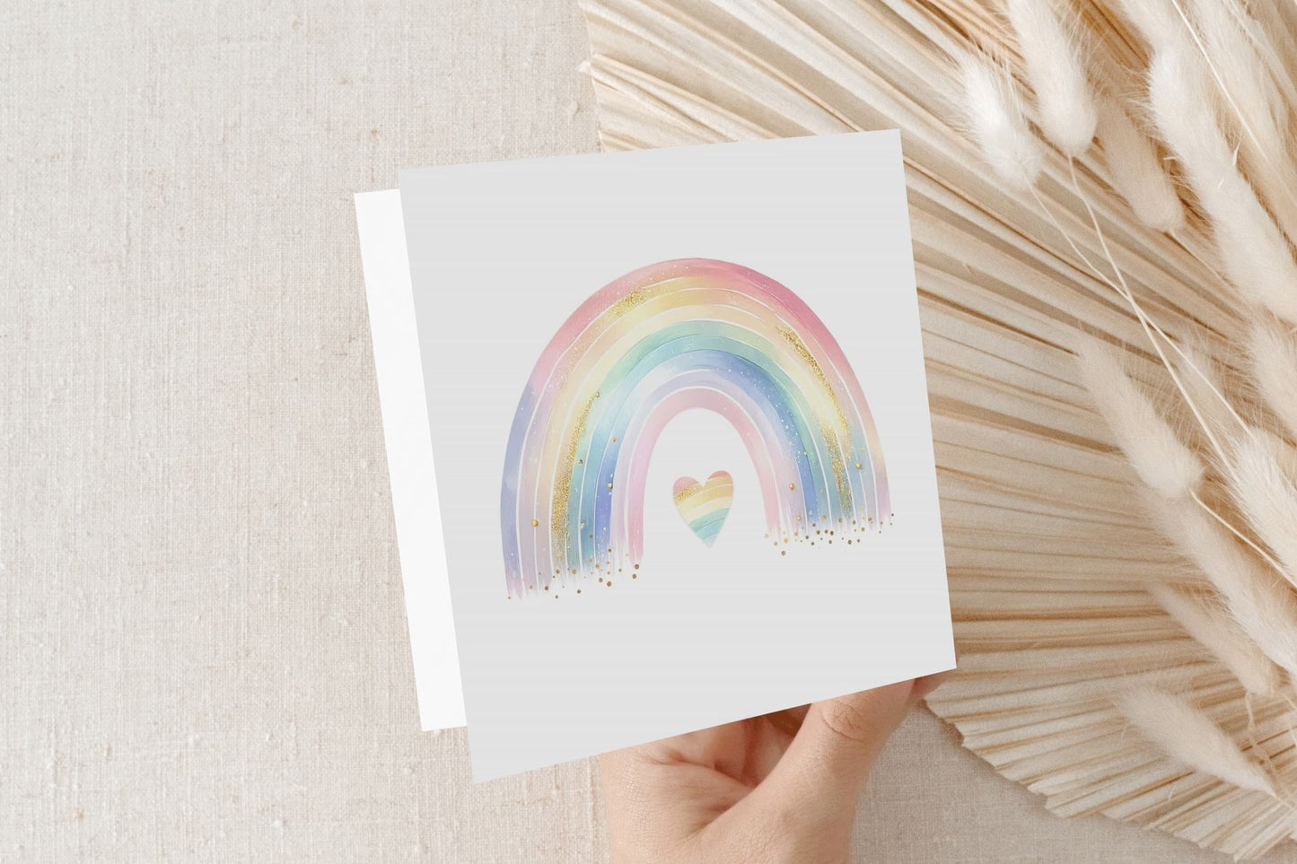 Personalized Rainbow Heart Birthday Card, Gold Glitter Girls Gift - Pretty Gifted