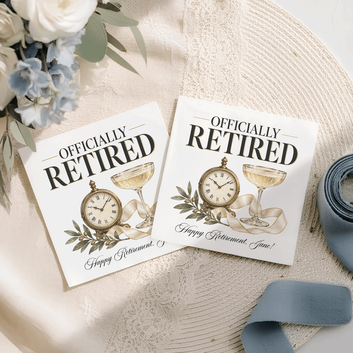 Personalized Retirement Napkins | Officially Retired - Pretty Gifted