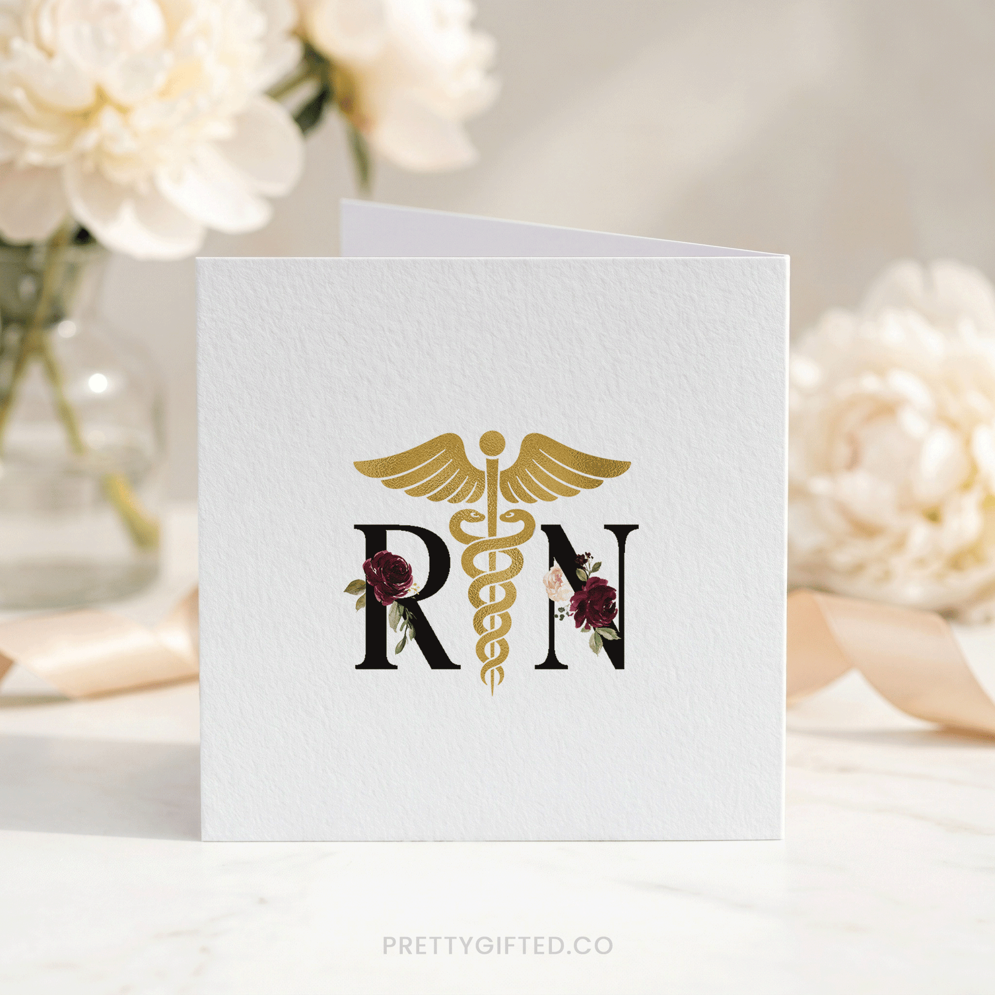 Personalized RN Retirement Card – Nurse Retirement Congratulations Card with Custom Name - Pretty Gifted