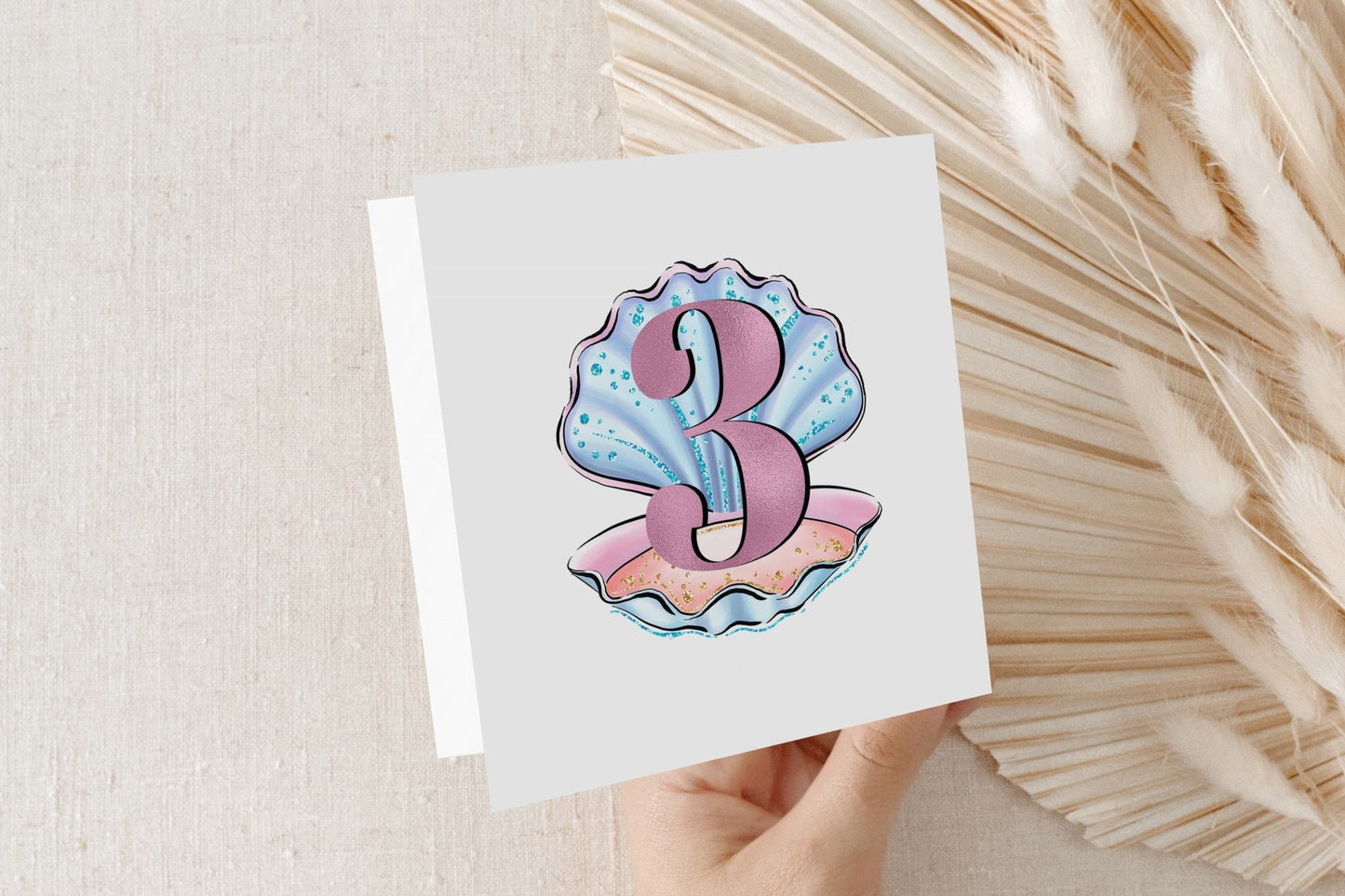 Personalized Seashell Birthday Card, Mermaid Themed Card for Girls Any Age - Pretty Gifted