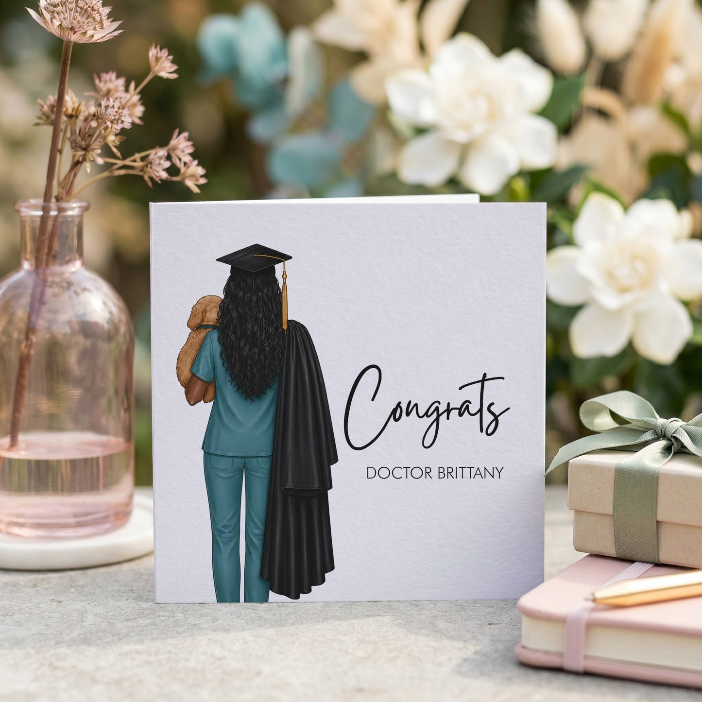 Personalized Vet Graduation Card for New Veterinarian, Congrats Vet School Grad - Pretty Gifted
