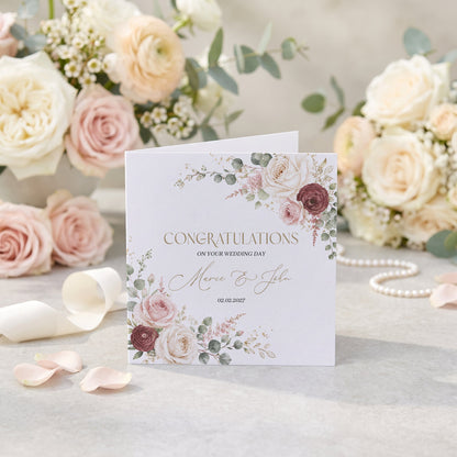 Personalized Wedding Card – Elegant Floral Congratulations on Your Wedding Day Card - Pretty Gifted