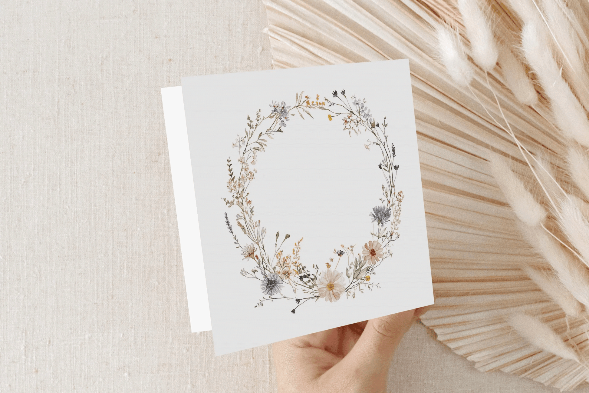 Personalized Wildflower Birthday Card, Floral Wreath Keepsake Gift for Her - Pretty Gifted