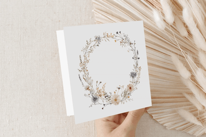 Personalized Wildflower Birthday Card, Floral Wreath Keepsake Gift for Her - Pretty Gifted